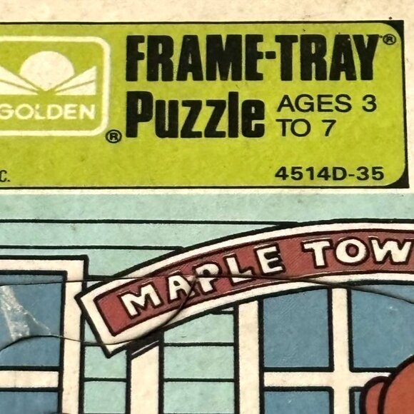 Vintage Golden Frame-Tray Puzzle Maple Town School Scene Ages 3 To 7 4514D-35 19 - Picture 5 of 6